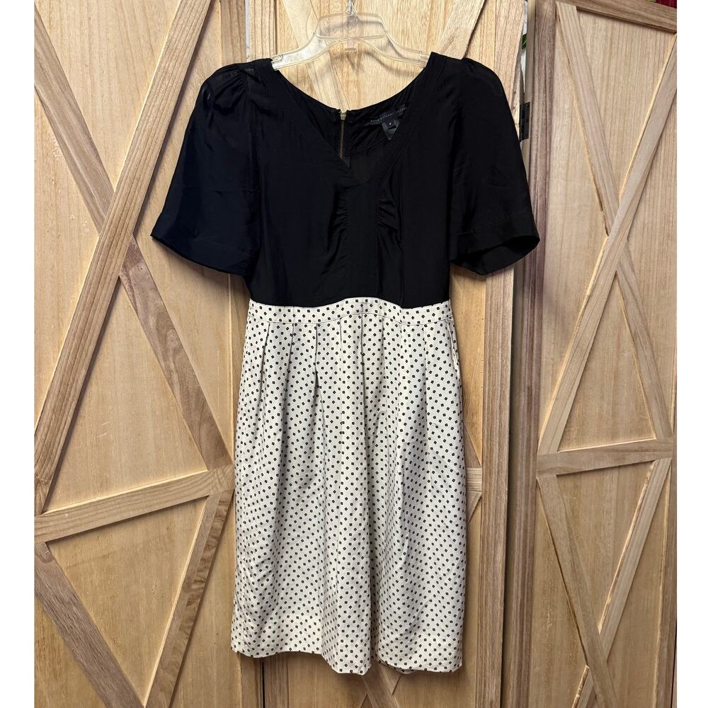 MARC BY MARC JACOBS Cleo black white polka dot 100% silk feminine dress